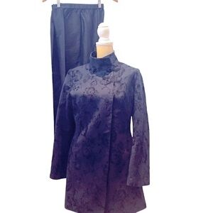 Neiman Marcus midnight blue/black cotton/ wool jacket /💯 silk black pants.SizeM